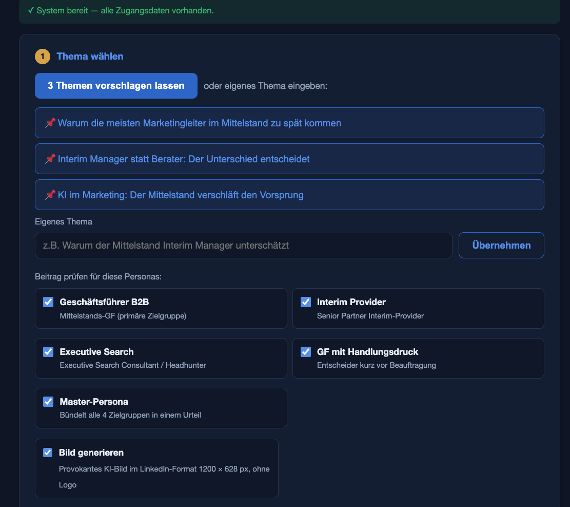BlitzBoost Tool: automatisch vorgeschlagene Themen